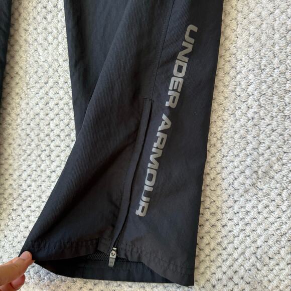 Under Armour Heat Gear Pants Women S Black Wide Leg Track Zip Boot Lined Pockets - Picture 5 of 14